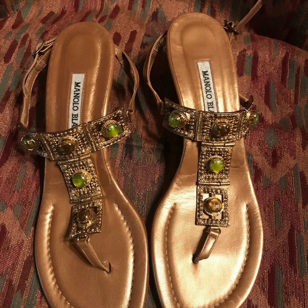 Manolo Blahnik gorgeous jeweled thong sandals-never worn.